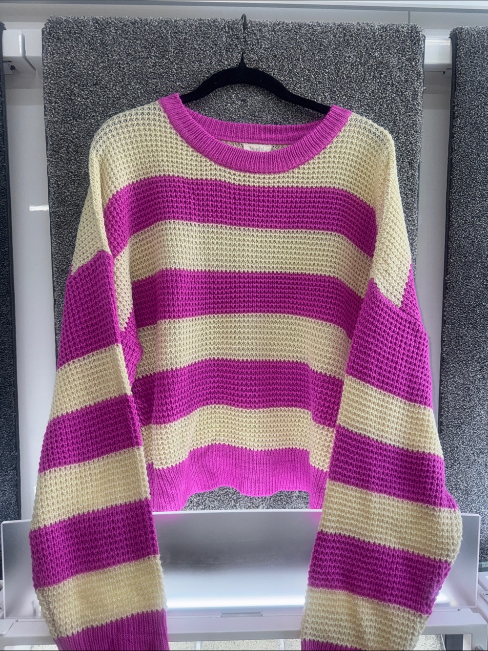 Striped Pink and Cream Knit Sweater - Picture 2 of 4